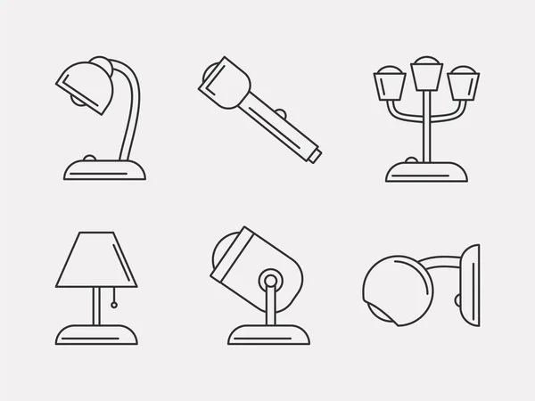  Vektör çizgisi ışık simgeleri seti