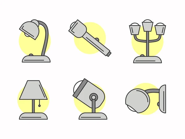 Vektör gri renk ışık simgeleri seti