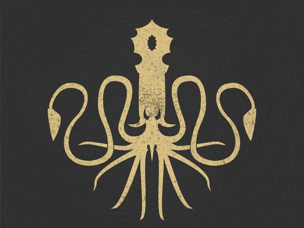 Ahtapot silueti ile logo, etiket ve amblem için şablon. Karanlık 