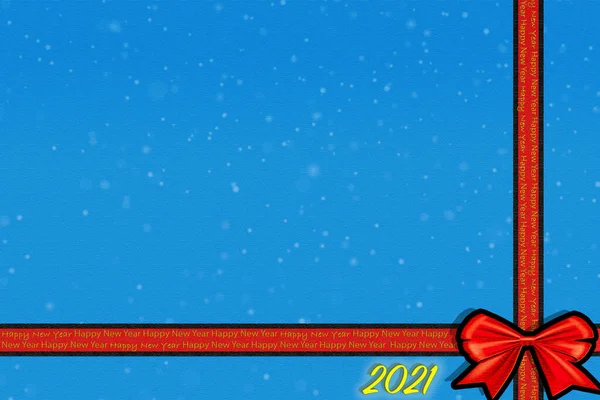 banner or background for decorative blue card with red ribbons with christmas and new year 2020 theme