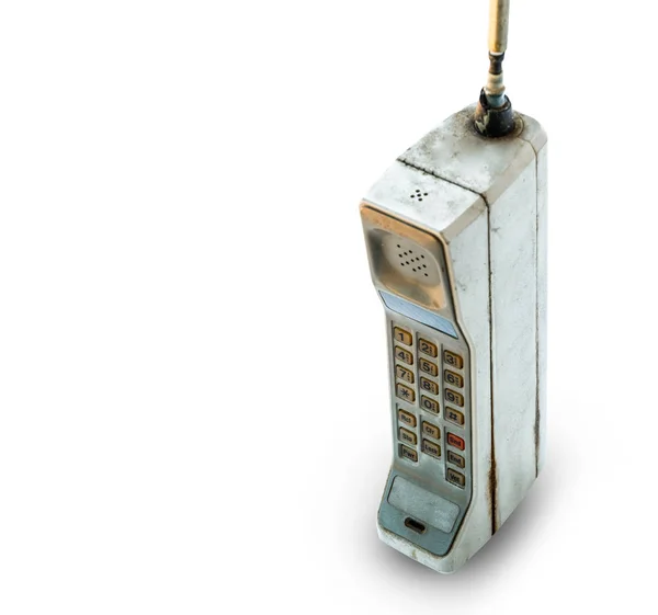 Rustykalne Vintage Telefon Komórkowy Białym Tle Bliska — Zdjęcie stockowe