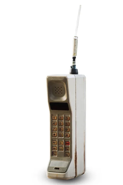 Rustykalne Vintage Telefon Komórkowy Białym Tle Bliska — Zdjęcie stockowe