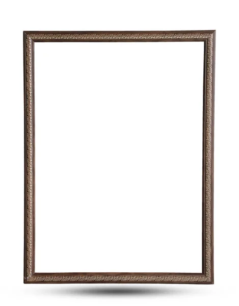 Close Old Brown Wooden Picture Frame Isolated White Background — Stock Photo, Image