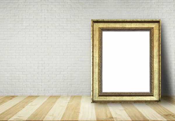 Close Blank Picture Frame Put Table Brick Wall Background Use — Stock Photo, Image