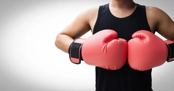 Lutador Com Luvas Boxe Isolado Fundo Branco — Fotografia de Stock