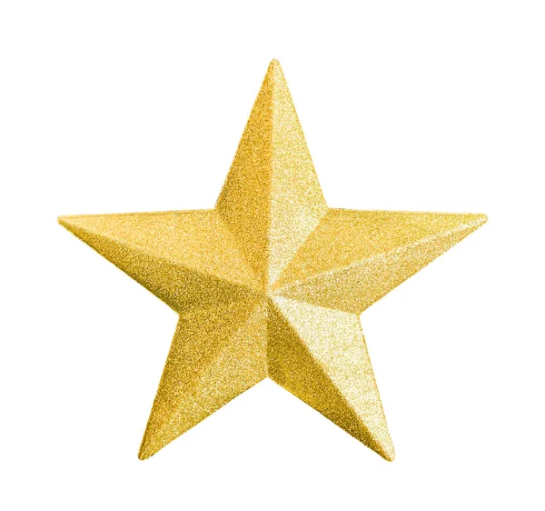 Close Golden Star Icon Glittery Isolated White Background — Stock Photo, Image