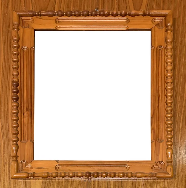 Close Old Wooden Picture Frame White Background Use Picture Texts — Stock Photo, Image