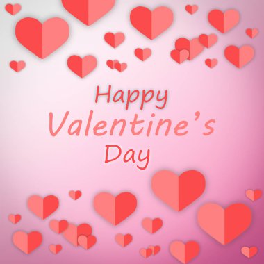 Pembe bir arka plan, Sevgililer günü kavramı ile kırmızı kalp kapatmak.