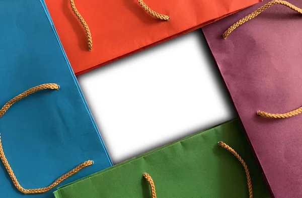 Sfondo colorato shopping bag con spazio — Foto Stock