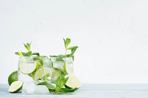 Eau Minérale Été Détox Froide Avec Chaux Menthe Glace Paille — Photo