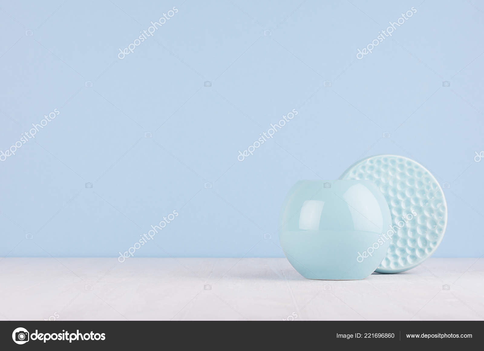 Soft Light Blue Pastel Color Home Decoration Sphere Ceramic Vase