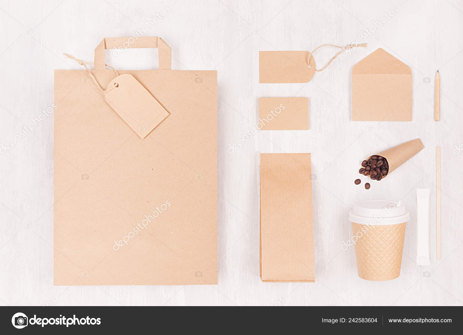 Download Coffee Branding Identity Mockup Set Brown Paper Cup Blank ...