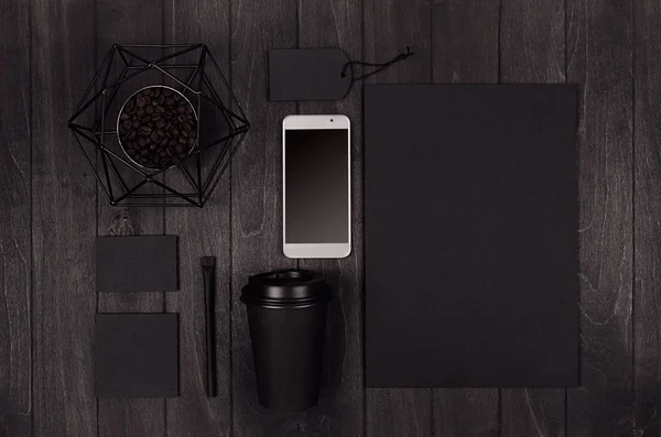 Umweltfreundliche Kaffeemaschine Für Design Werbung Und Branding Schwarze Papiertasse Leeres — Stockfoto