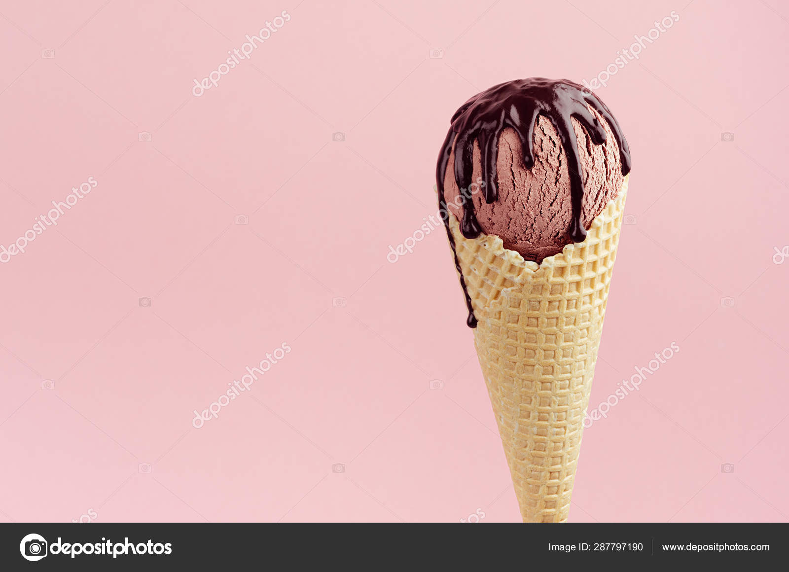 Brown Ice Cream Waffle Cone Chocolate Sauce Soft Light Pastel Stock Photo By C Alinayudina
