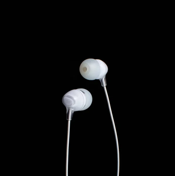 White Headphones Black Background Copy Space Minimal Concept Copy Space — Stock Photo, Image