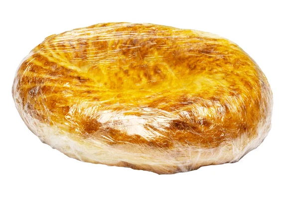 Tortillas Χωρίς Μαγιά Πλαστική Σακούλα Απομονώνονται Λευκό Φόντο Άοσμο Ψωμί — Φωτογραφία Αρχείου