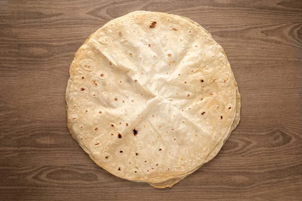 Pita Roti Dengan Latar Belakang Kayu Roti Pita Masakan Nasional — Stok Foto