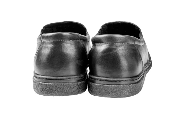 Nieuwe Zwarte Mannen Schoenen Geïsoleerd Witte Achtergrond Zonder Schaduwen Elastische — Stockfoto