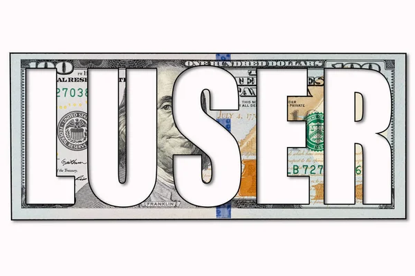 Luser Palavra Luser Cortado Superfície Dólar Dinheiro Com Luser Palavra — Fotografia de Stock