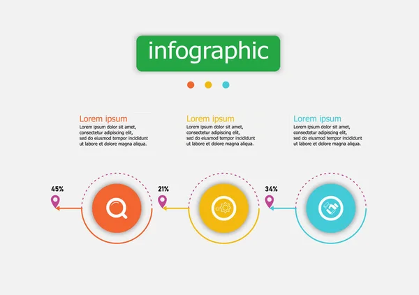 The infographic vector design template for illustration. Planning timeline infographics design vector template with 3 options. Creative concept for infographic. Used for layout, workflows, web banner.