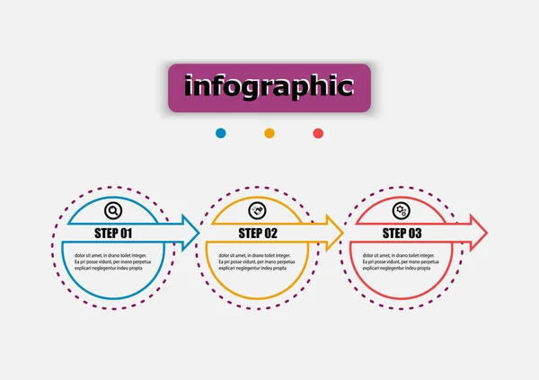 Línea Círculo Diseño Plantilla Diagrama Flujo Gráfico Plantilla Infografía Negocio — Vector de stock