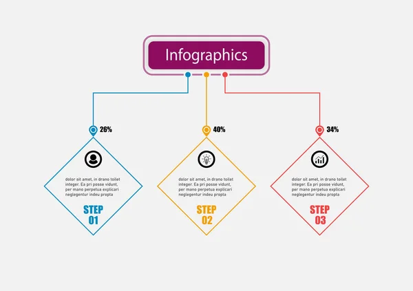 Die Linienquadrat Vektordesign Vorlage Flussdiagramm Grafik Planung Der Zeitachse Infografik — Stockvektor