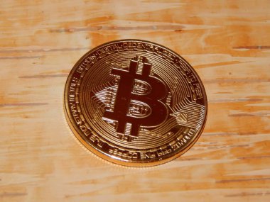 Altın sikke bitcoin yakın çekim