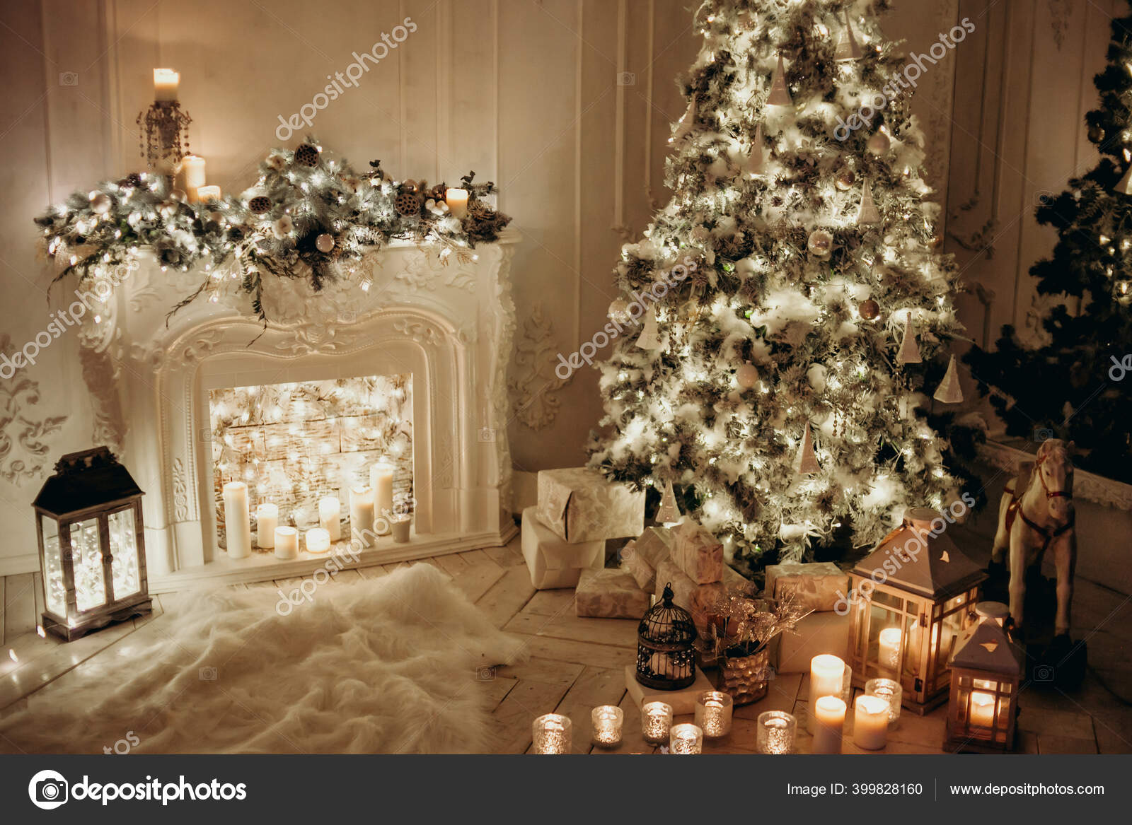 Christmas Tree And Fireplace