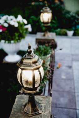 Sokaklar yeşil çimen ve çiçeklerle süslenmiş bir kulübede metal fenerler yaktılar.