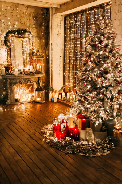 Cálida Acogedora Noche Mágica Habitación Lujo Navidad Edad Cuento Hadas — Foto de Stock