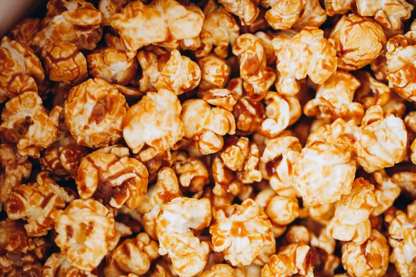 Bovenaanzicht Zoete Gekarameliseerde Gekonfijte Popcorn — Stockfoto
