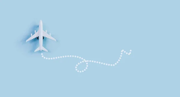 Flugzeug Spielzeugmodell Isoliert Auf Blauem Hintergrund Reisekonzept Hintergrund — Stockfoto