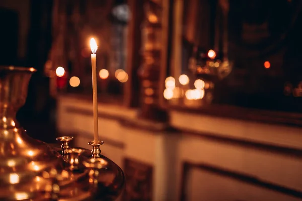 Burning Candle Stand Church — Stock Photo, Image