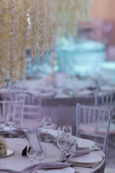 closeup of white flowers in wedding room