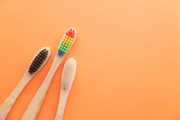 Eco friendly bamboo tooth brush, close up — Stock Photo, Image