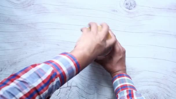 Young man hand taking cookies from a jar — Stock Video