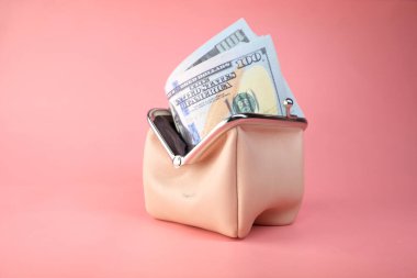 Pembe arka planda 100 dolarlık deri. 