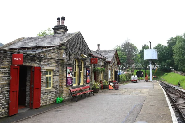 Výhled Podél Nástupiště Stanice Oxenhope Keighley Worth Valley Railway Anglie — Stock fotografie