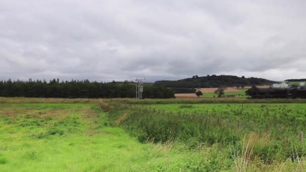 Steam Train Royal Scot Heads Lakelander Countryside Cumbria Northern England — Stock video