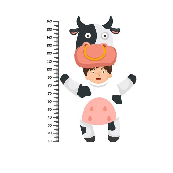 Parede Medidor Com Traje Vaca Vector Ilustração — Vetor de Stock