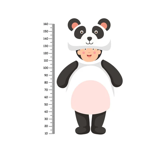 Parede Medidor Com Traje Panda Vector Ilustração — Vetor de Stock