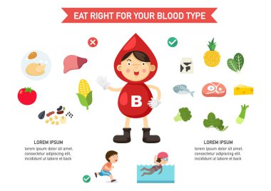 eat right for your blood type infographic,vector illustration clipart