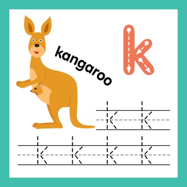 Alfabe K egzersiz karikatür kelime illüstrasyon ile vektör