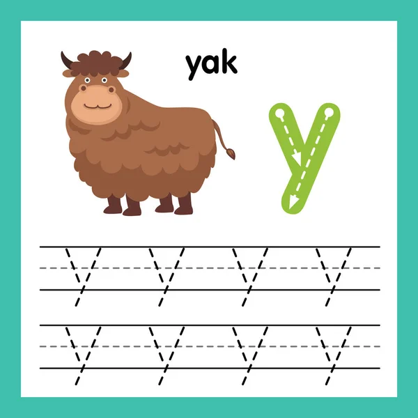 Alfabeto Esercizio Con Illustrazione Del Vocabolario Dei Cartoni Animati Vettore — Vettoriale Stock