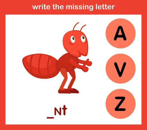 Schrijf Ontbrekende Letter Illustratie Vector — Stockvector