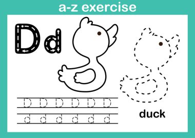 Alfabe A'dan Z'ye egzersiz Kitap Illustration boyama için karikatür kelime ile vektör