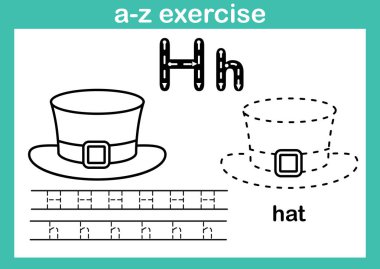 Alfabe A'dan Z'ye egzersiz Kitap Illustration boyama için karikatür kelime ile vektör