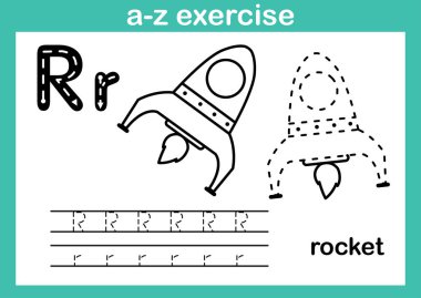 Alfabe A'dan Z'ye egzersiz Kitap Illustration boyama için karikatür kelime ile vektör