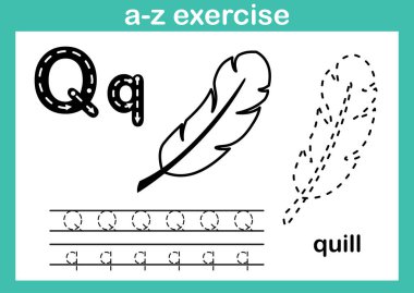 Alfabe A'dan Z'ye egzersiz Kitap Illustration boyama için karikatür kelime ile vektör
