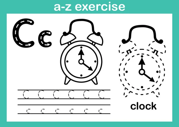 Exercice Alphabet Avec Vocabulaire Dessin Animé Pour Illustration Livre Coloriage — Image vectorielle